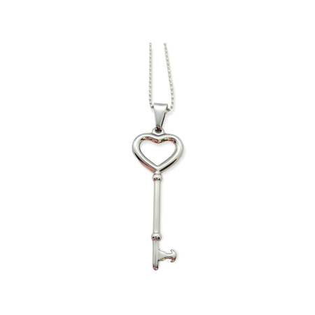 Necklace steel silver with key1
